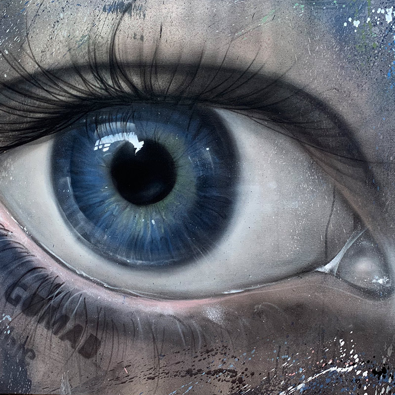 graffiti eye canvas painting Miami Marcus GOMAD Debie