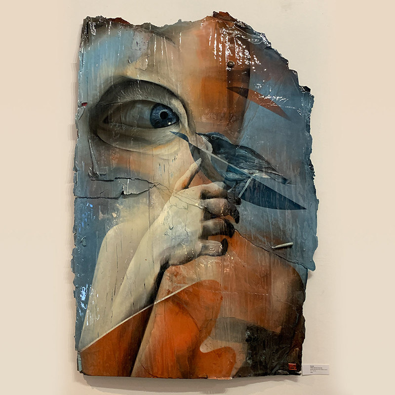 torn paper art urban fine art eye bird