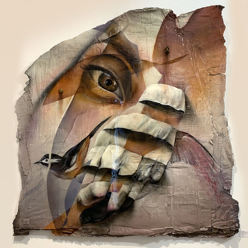 torn paper art urban fine art eye bird