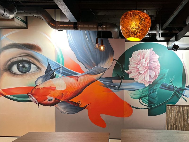 Interieur muurschildering voor sushi restaurant Phiacore door GOMAD Interieur muurschildering voor sushi restaurant Phiacore door GOMAD