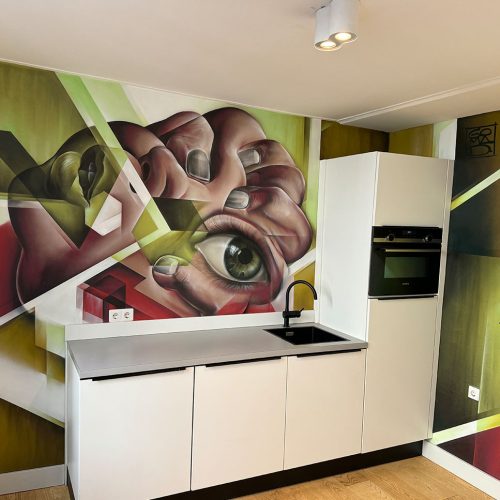 gomad muurschildering office kitchen zwolle