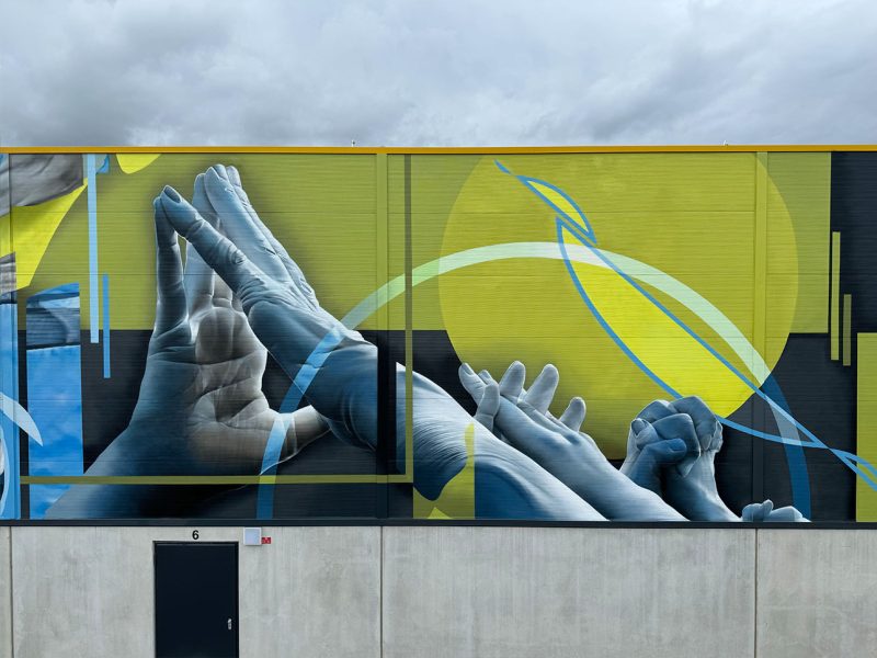 gomad delmenhorst bremen mural germany Detail van mural – dynamische vormen en industriële sfeer