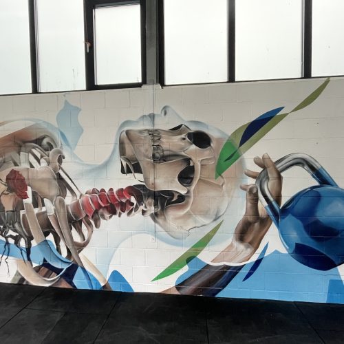 gomad muurschildering fitness fysio mural geleen