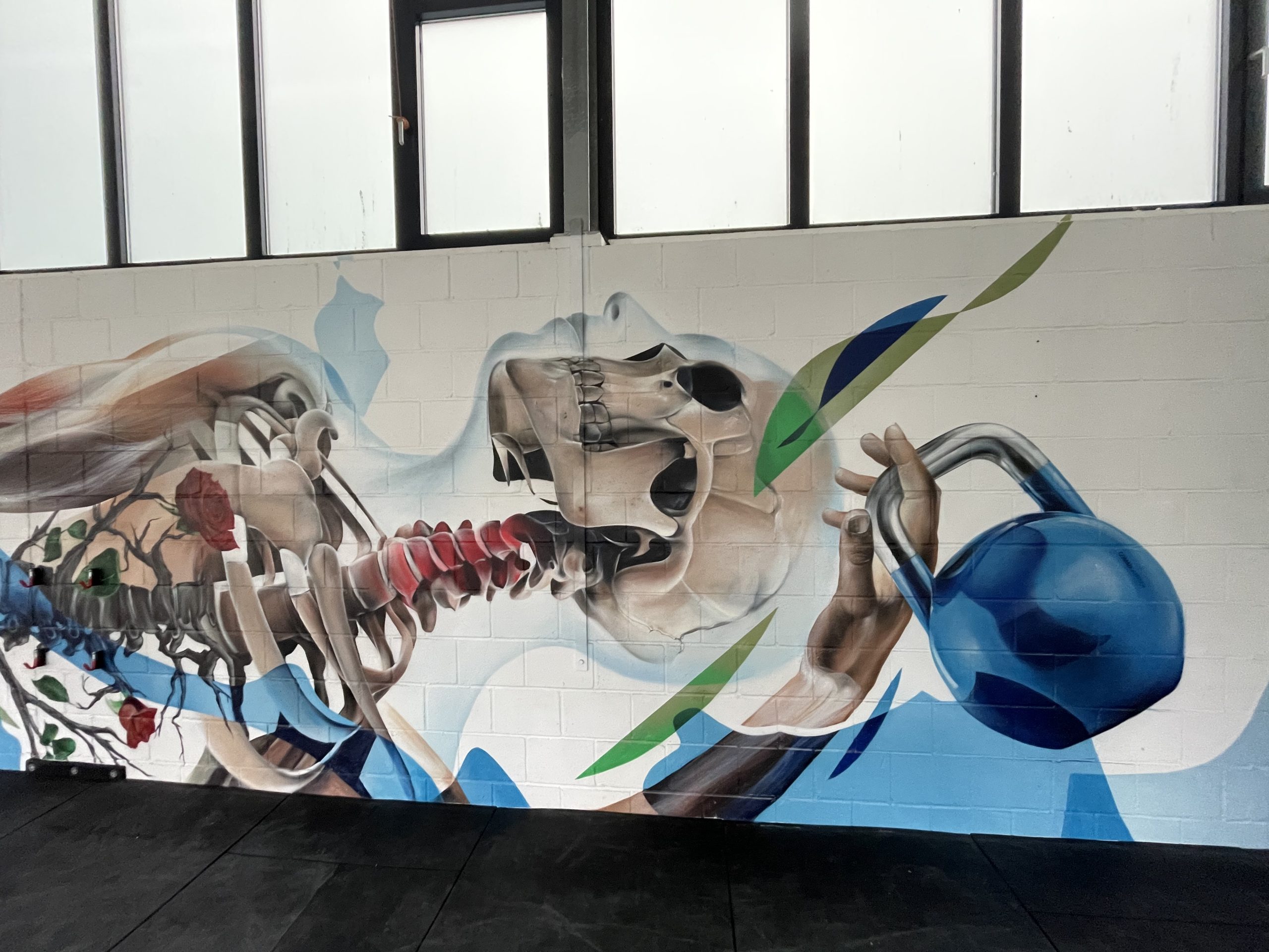 gomad muurschildering fitness fysio mural geleen